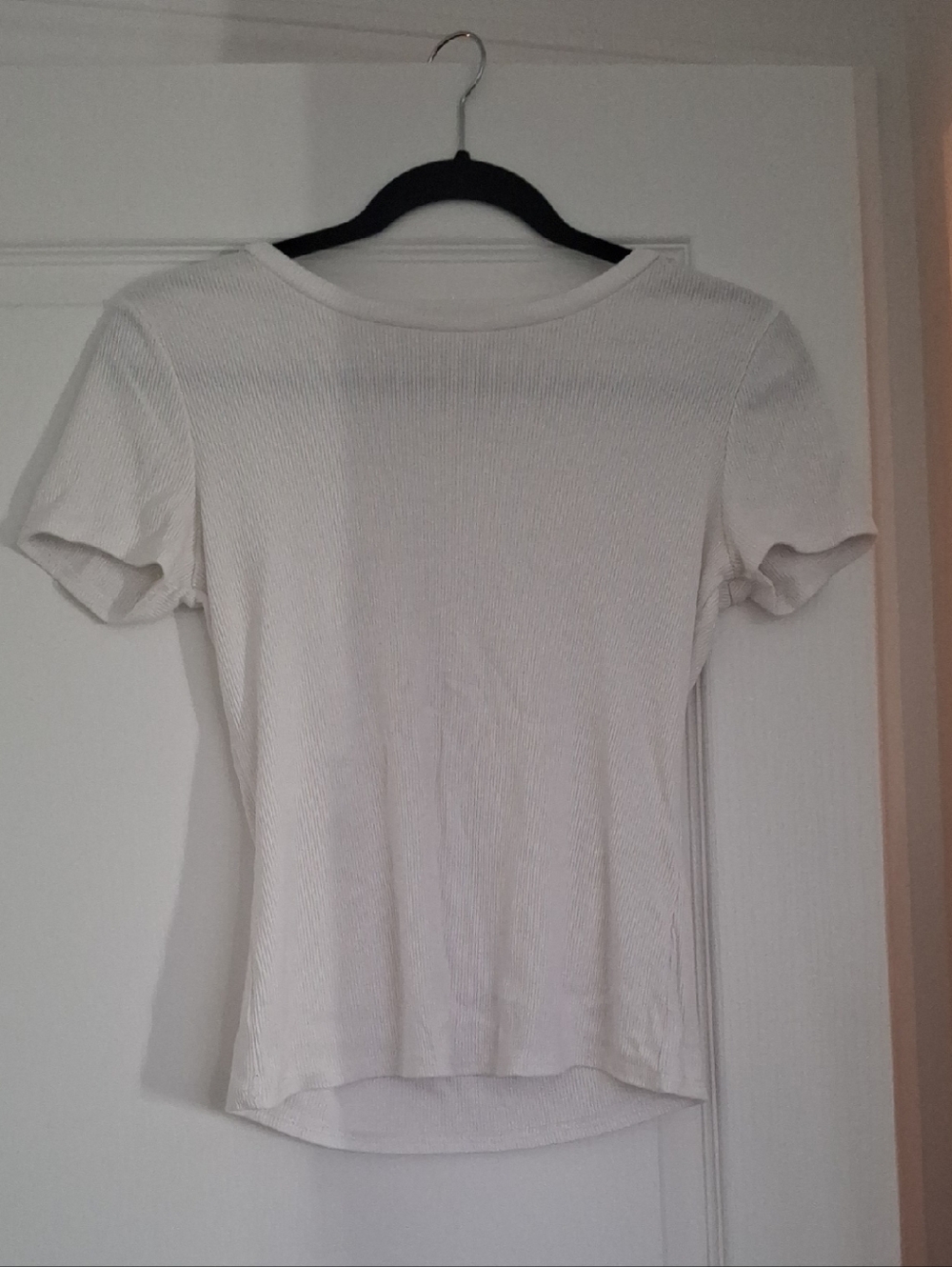 Cyrus White Ribbed Short-Sleeve Tee
